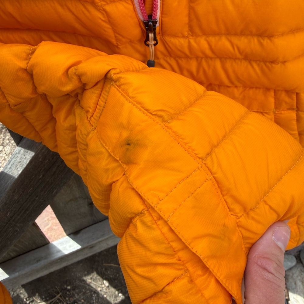 Stio Women’s Small Pinion Down Pullover - Vibrant Orange and Purple Jacket - Picture 7 of 8